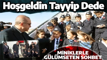 Cumhurbaşkanı Erdoğan'ın minik kondüktörlerce karşılanması